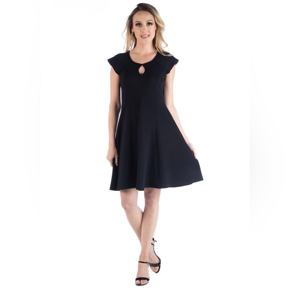 24Seven Comfort Apparel Maternity Dress with Keyhole Neck Black Size XL - Picture 1 of 7